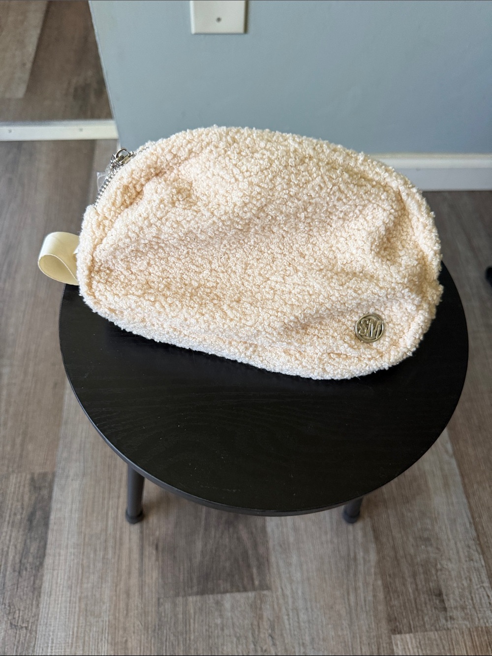 Cream Sherpa Zip Fanny Pack